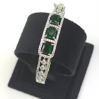 Exquisite Silver Green Cubic Zirconia Kada – Wedding & Party Collection