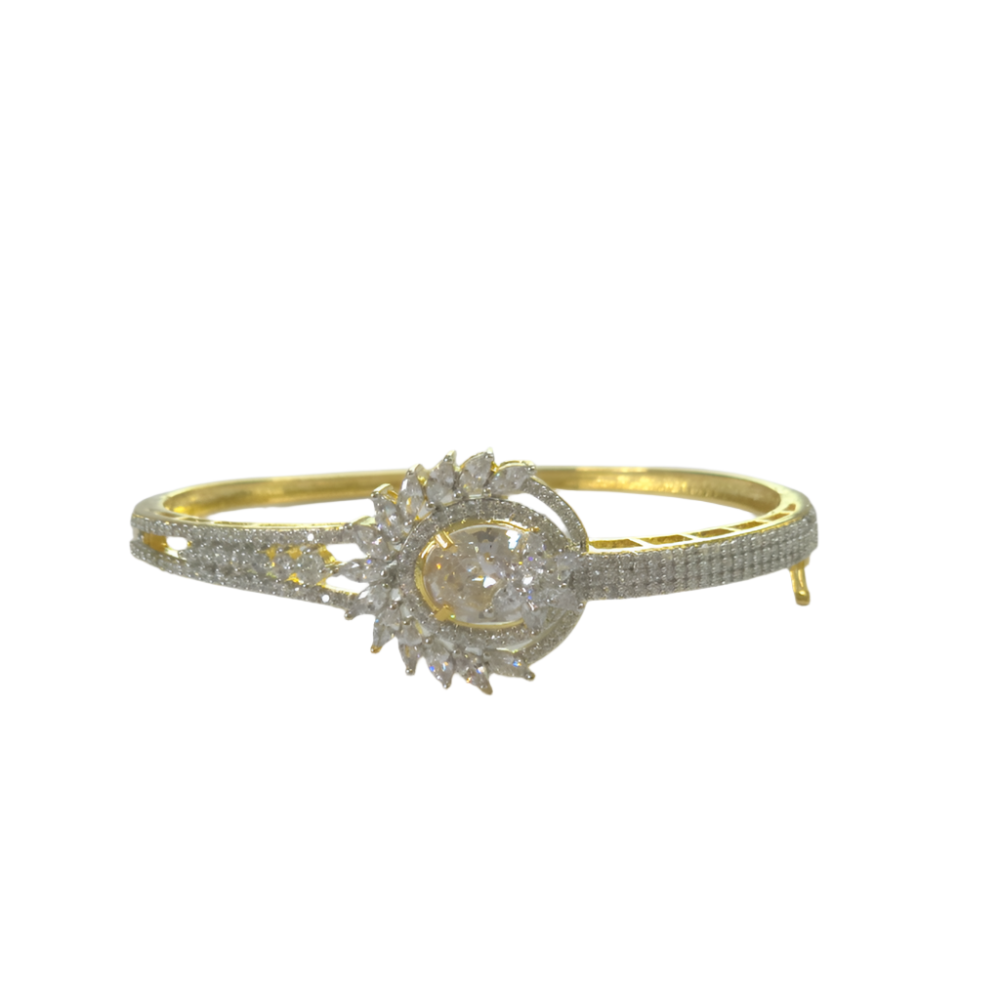 Elegant Dual-Tone Cubic Zirconia Kada – Classic Formal & Casual Wear