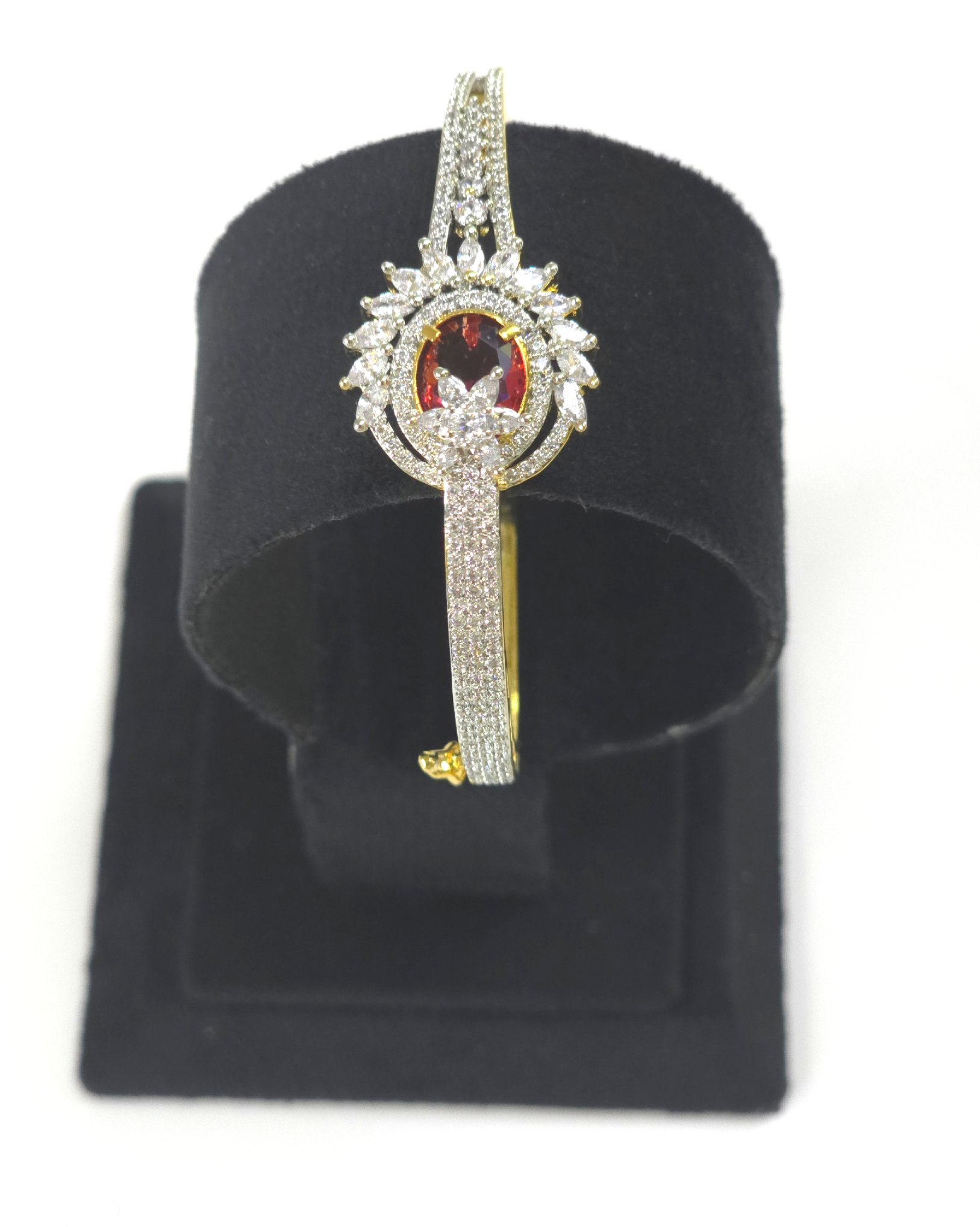 Elegant Red Stone Cubic Zirconia Kada – Party & Festive Collection