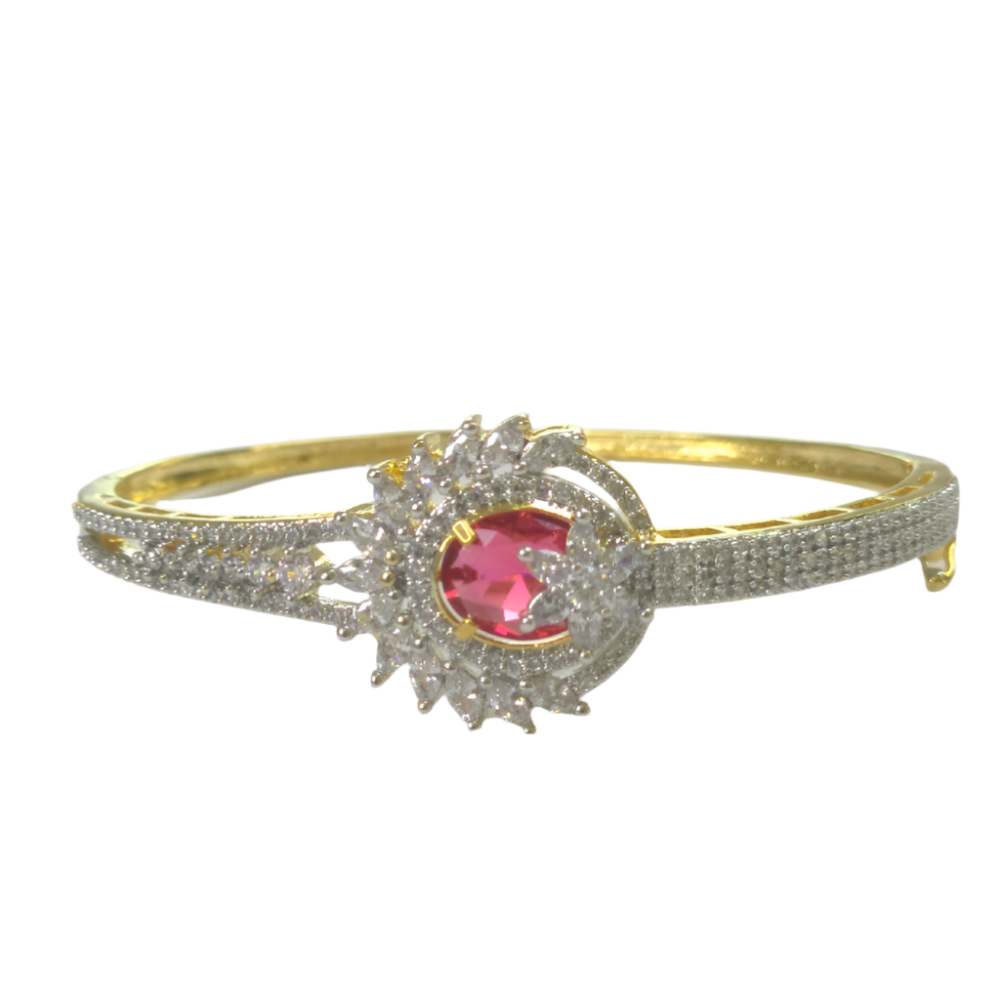 Elegant Red Stone Cubic Zirconia Kada – Party & Festive Collection