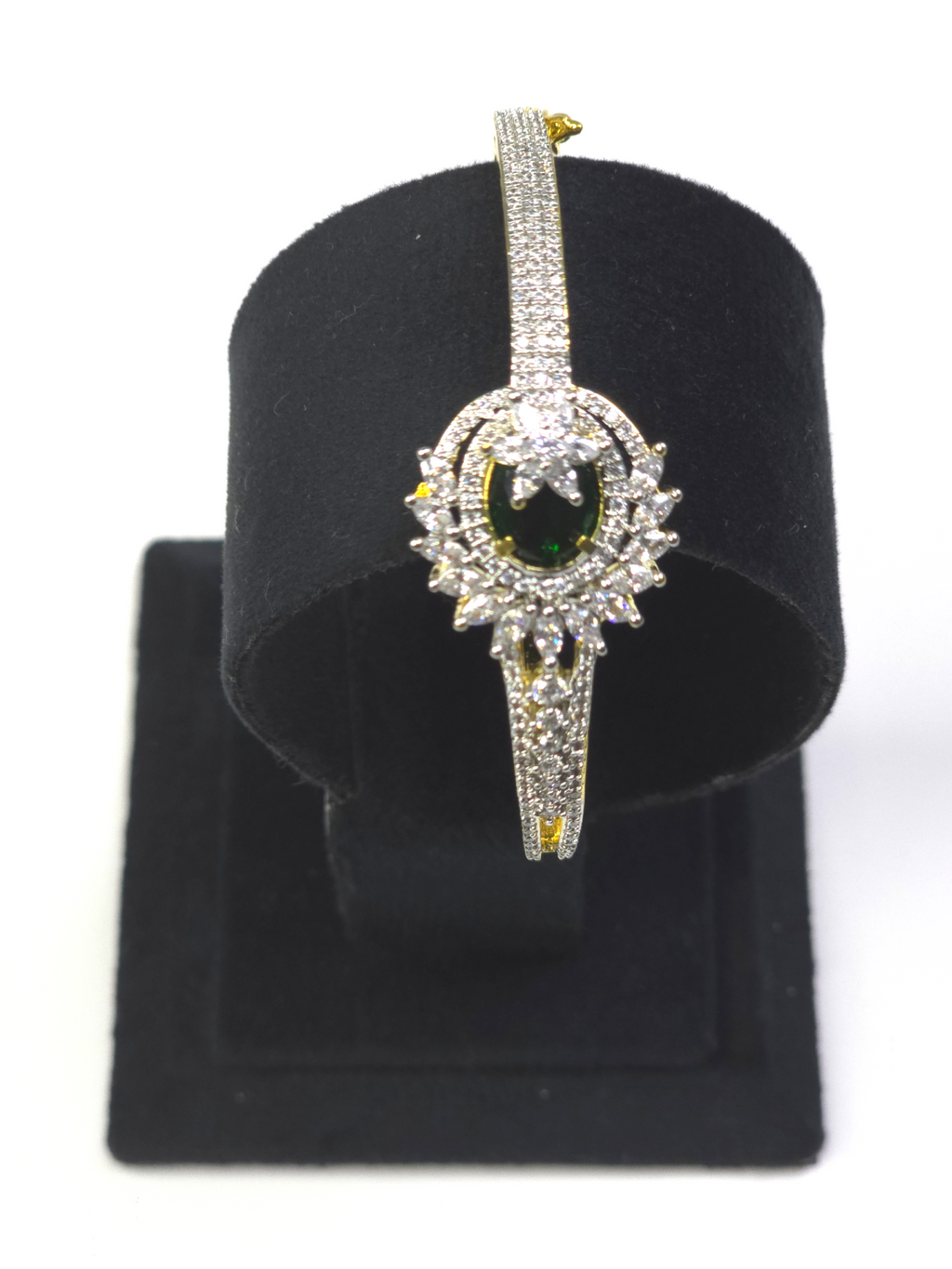 Exquisite Green Stone Cubic Zirconia Kada – Wedding & Party Collection
