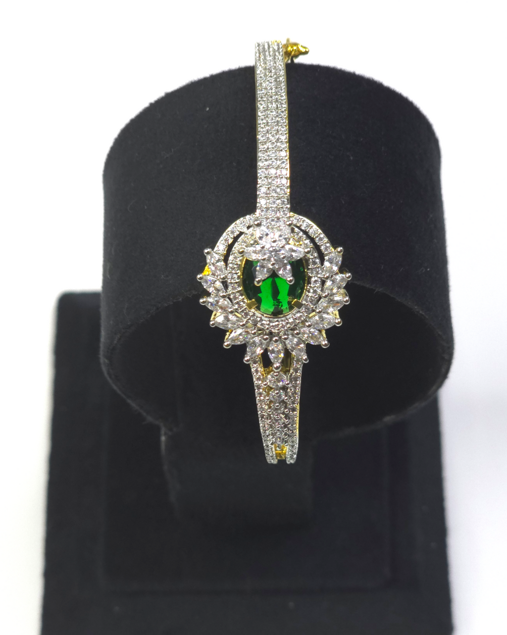 Exquisite Green Stone Cubic Zirconia Kada – Wedding & Party Collection