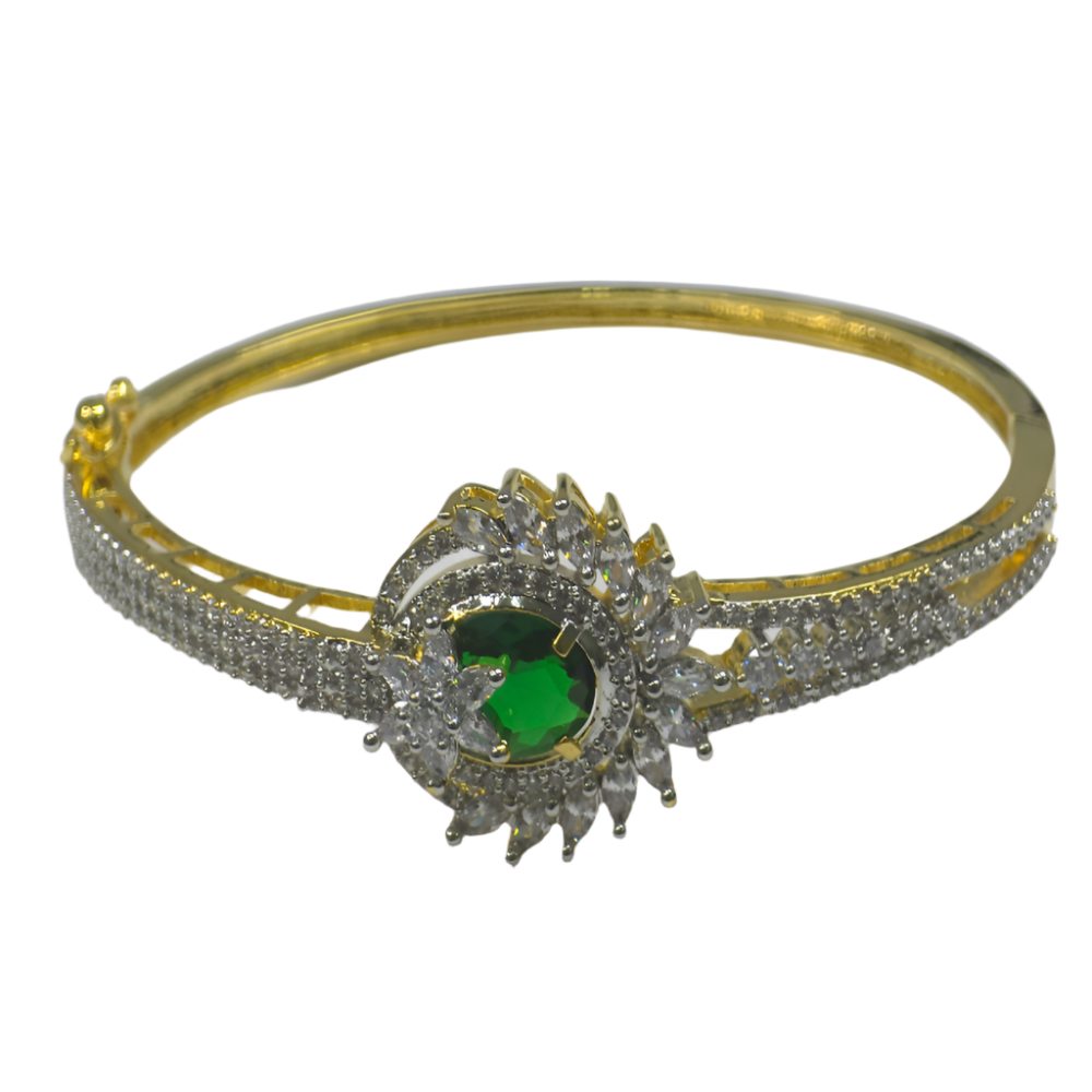 Exquisite Green Stone Cubic Zirconia Kada – Wedding & Party Collection