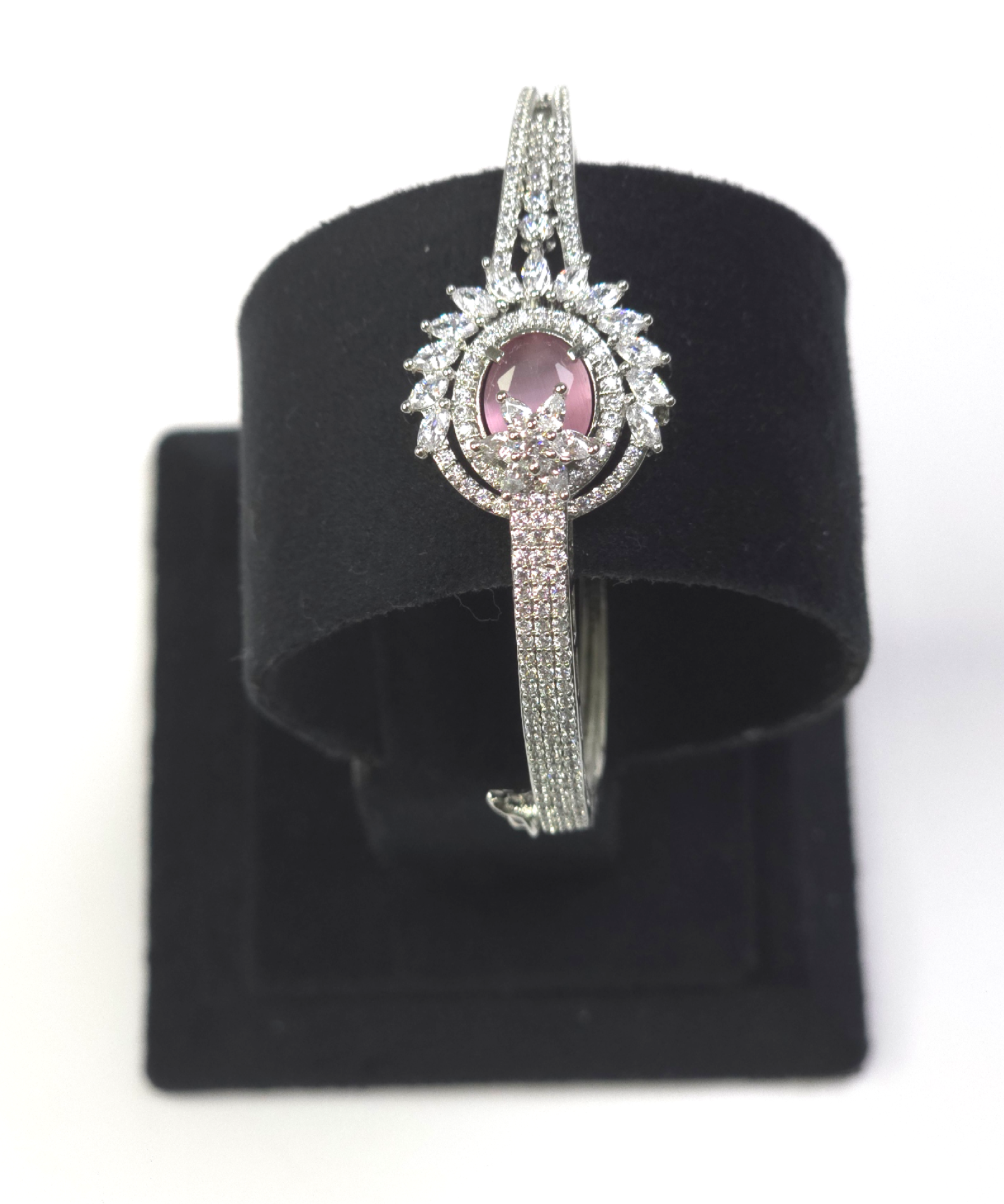 Exquisite Pink Cubic Zirconia Kada – Elegant Casual & Party Wear
