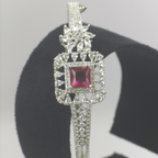 Exclusive Silver Bracelet with Pink Cubic Zirconia Stone