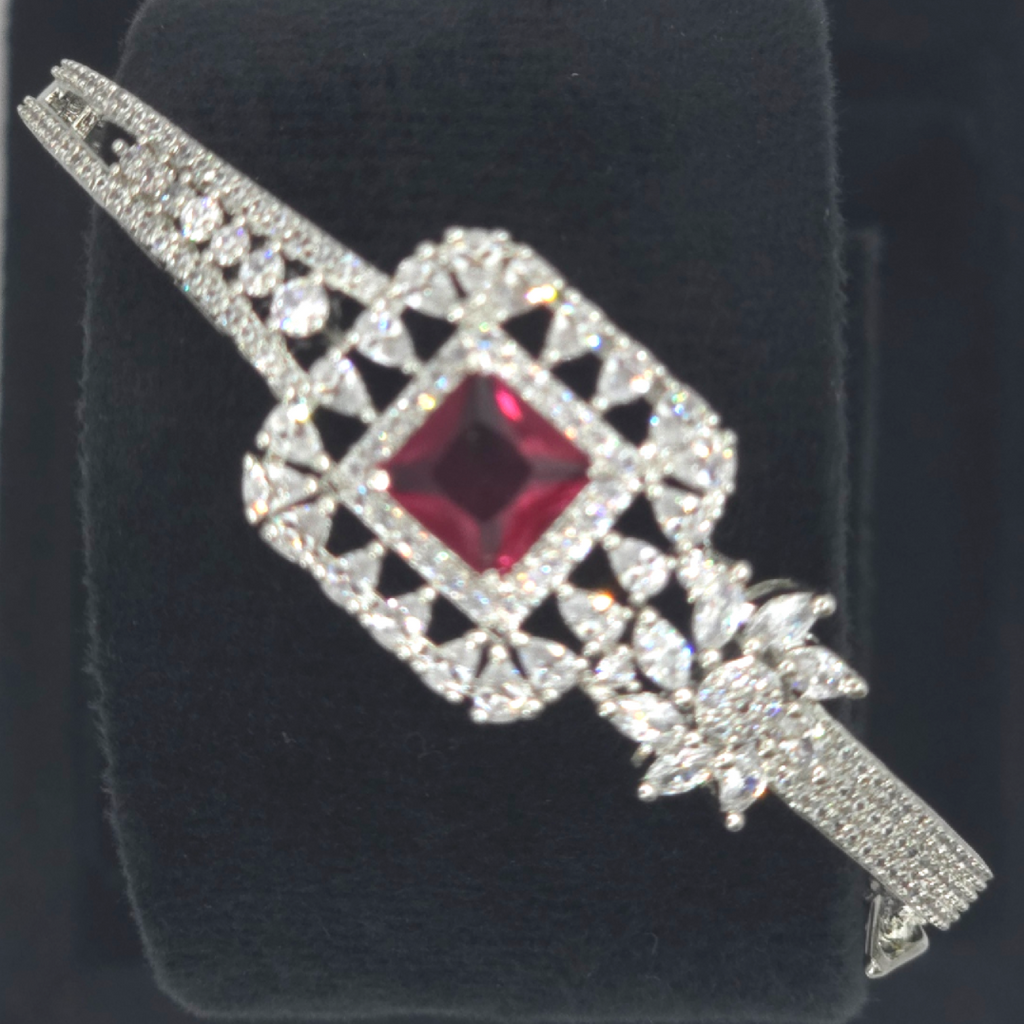 Exclusive Silver Bracelet with Pink Cubic Zirconia Stone