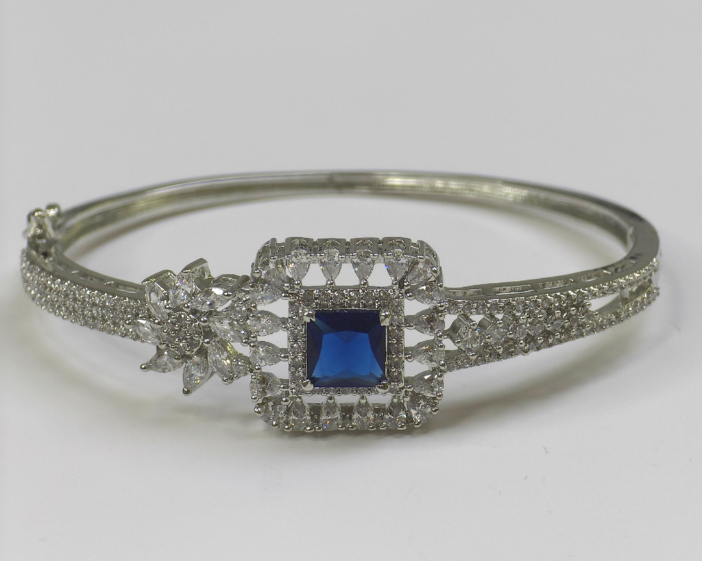 Premium Blue Stone Cubic Zirconia Kada – Modern Elegant Design