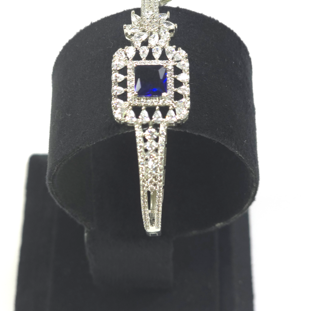 Premium Blue Stone Cubic Zirconia Kada – Modern Elegant Design