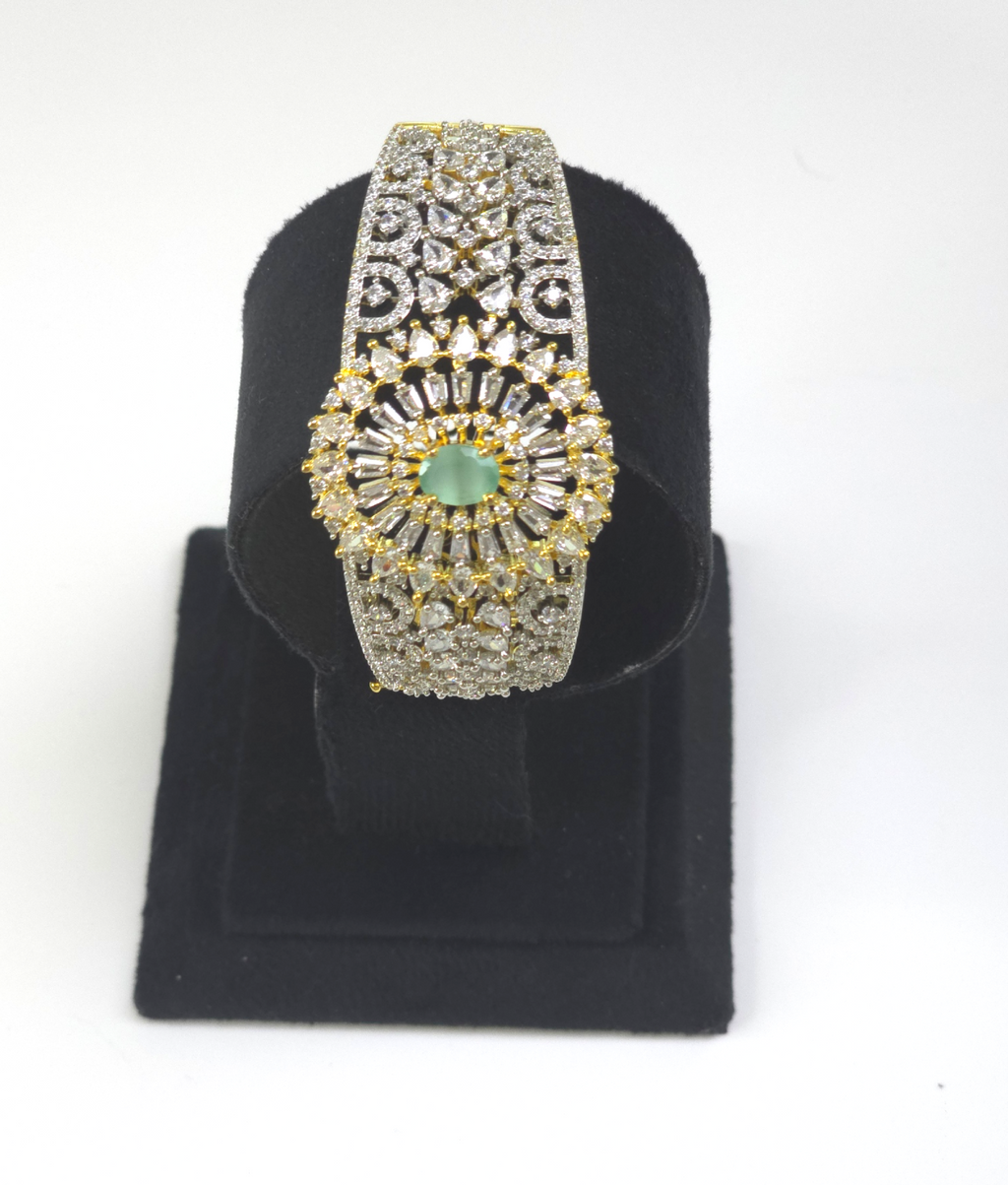 Exquisite Green Stone Spiral Kada – Elegant Wedding Collection
