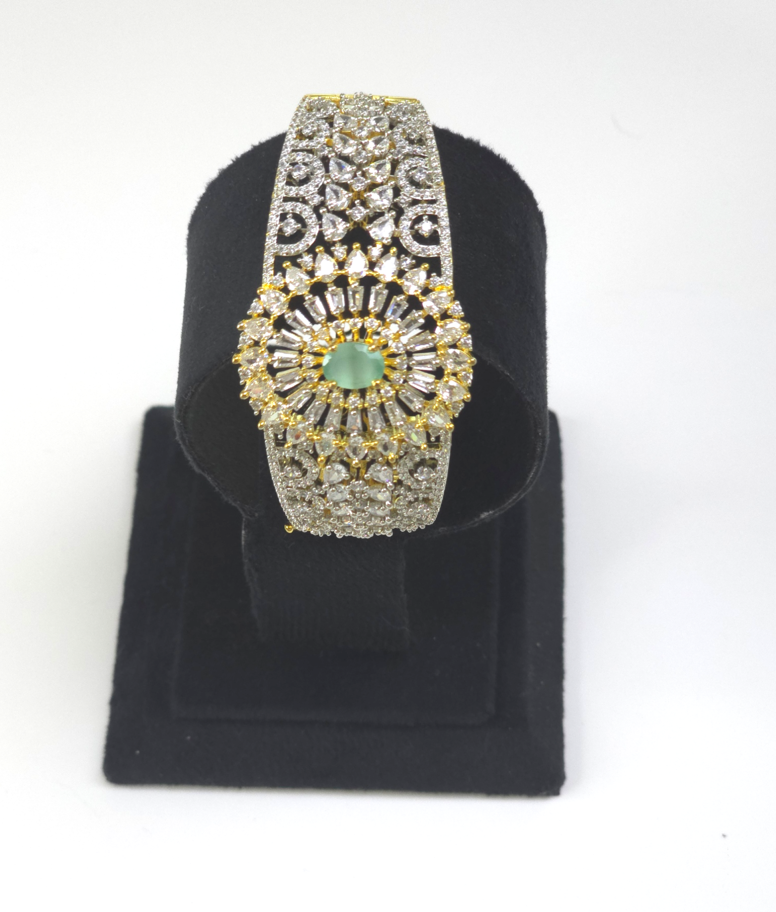 Exquisite Green Stone Spiral Kada – Elegant Wedding Collection