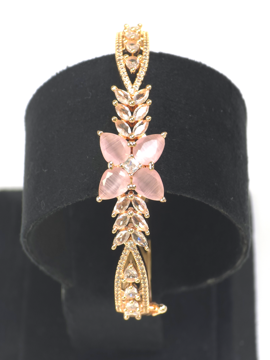Exquisite Rose Gold Pink Cubic Zirconia Bracelet – Wedding Collection