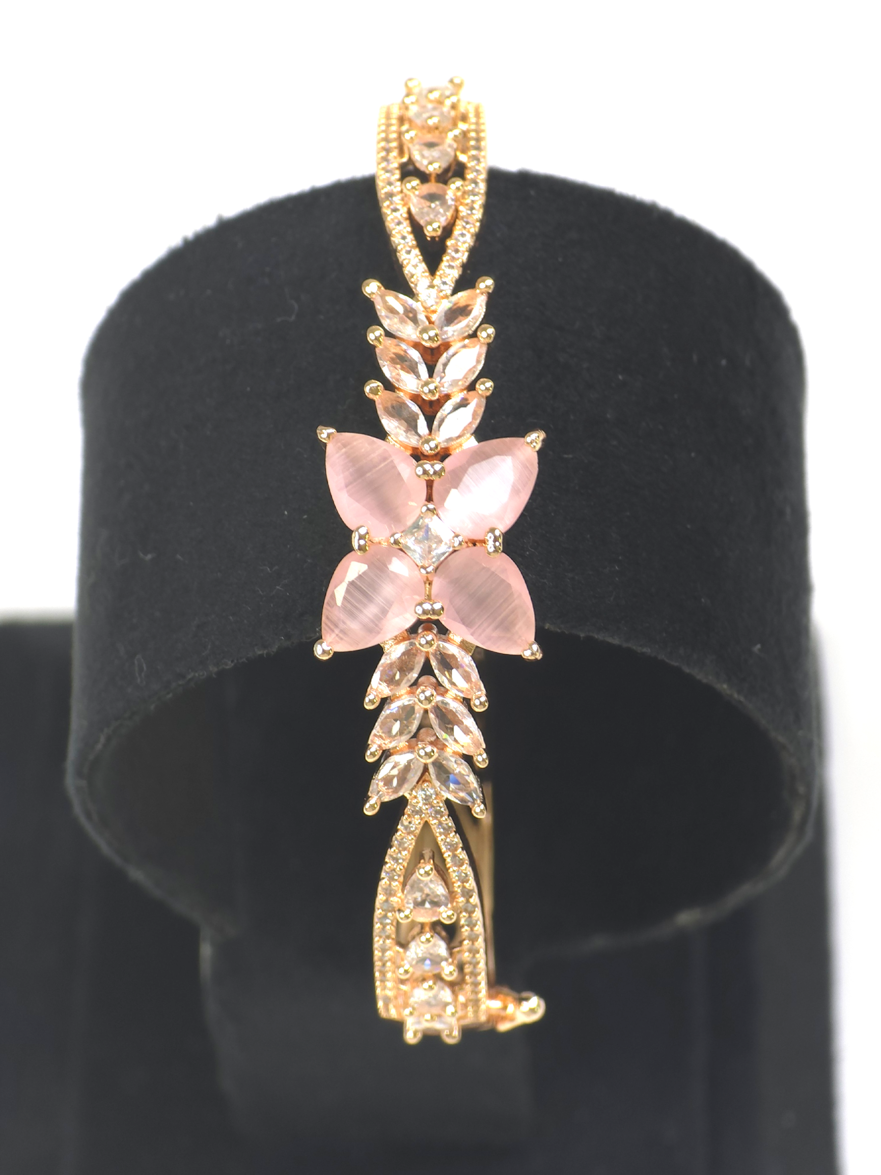 Exquisite Rose Gold Pink Cubic Zirconia Bracelet – Wedding Collection