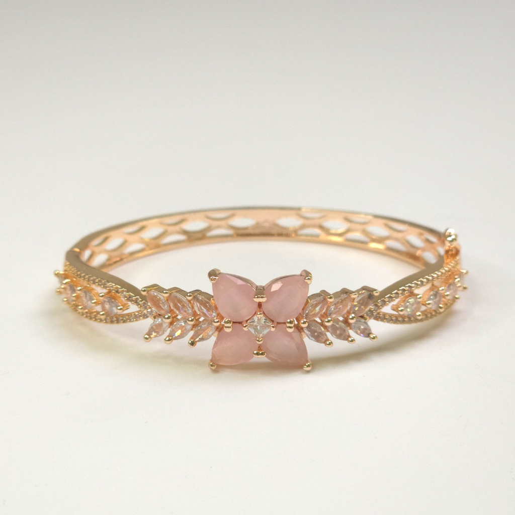 Exquisite Rose Gold Pink Cubic Zirconia Bracelet – Wedding Collection