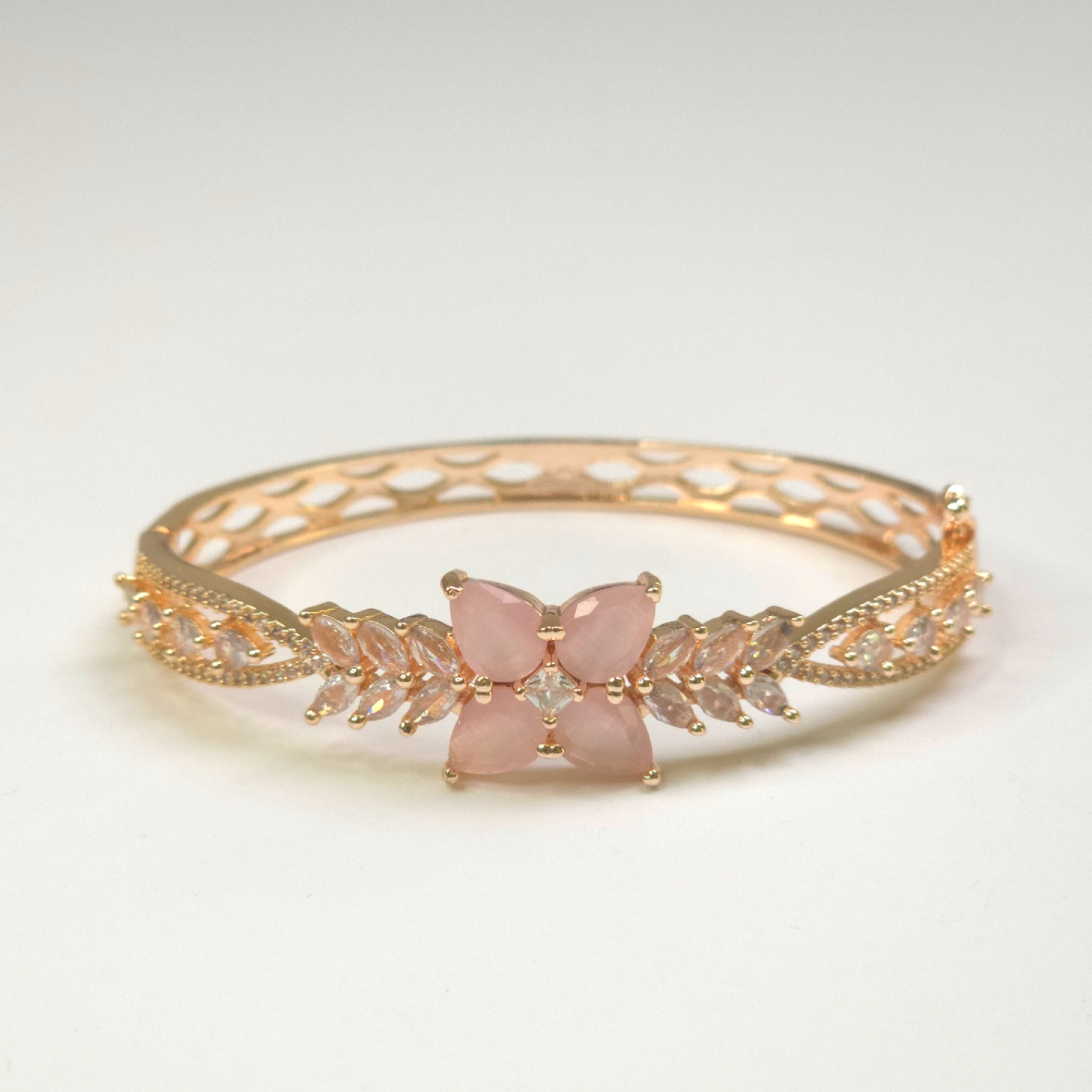 Exquisite Rose Gold Pink Cubic Zirconia Bracelet – Wedding Collection