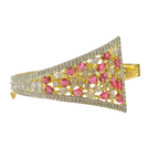 Exquisite Golden Bracelet with Red & Clear Cubic Zirconia Stones