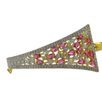 Exquisite Golden Bracelet with Red & Clear Cubic Zirconia Stones