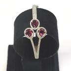 Elegant Silver Bracelet with Red Stones & Cubic Zirconia – Wedding & Party Collection