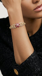 Antique Victorian Ruby Floral Bracelet | سوار كلاسيكي فيكتوري بتصميم زهرة الياقوت