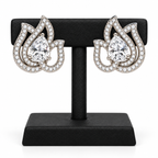 Elegant Lotus Design Crystal Stud Earrings | أقراط كريستالية بتصميم زهرة اللوتس الأنيق