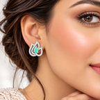 Elegant Lotus Design Crystal Stud Earrings | أقراط كريستالية بتصميم زهرة اللوتس الأنيق