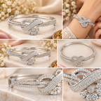 Elegant Silver-Tone Crystal Infinity Knot Bracelet | سوار أنيق بلون فضي بتصميم عقدة اللانهاية مرصع بالكريستال