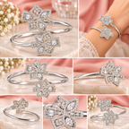 Elegant Crystal Floral Open Cuff Bracelet for Women | سوار نسائي مفتوح بتصميم زهري مرصع بالكريستال
