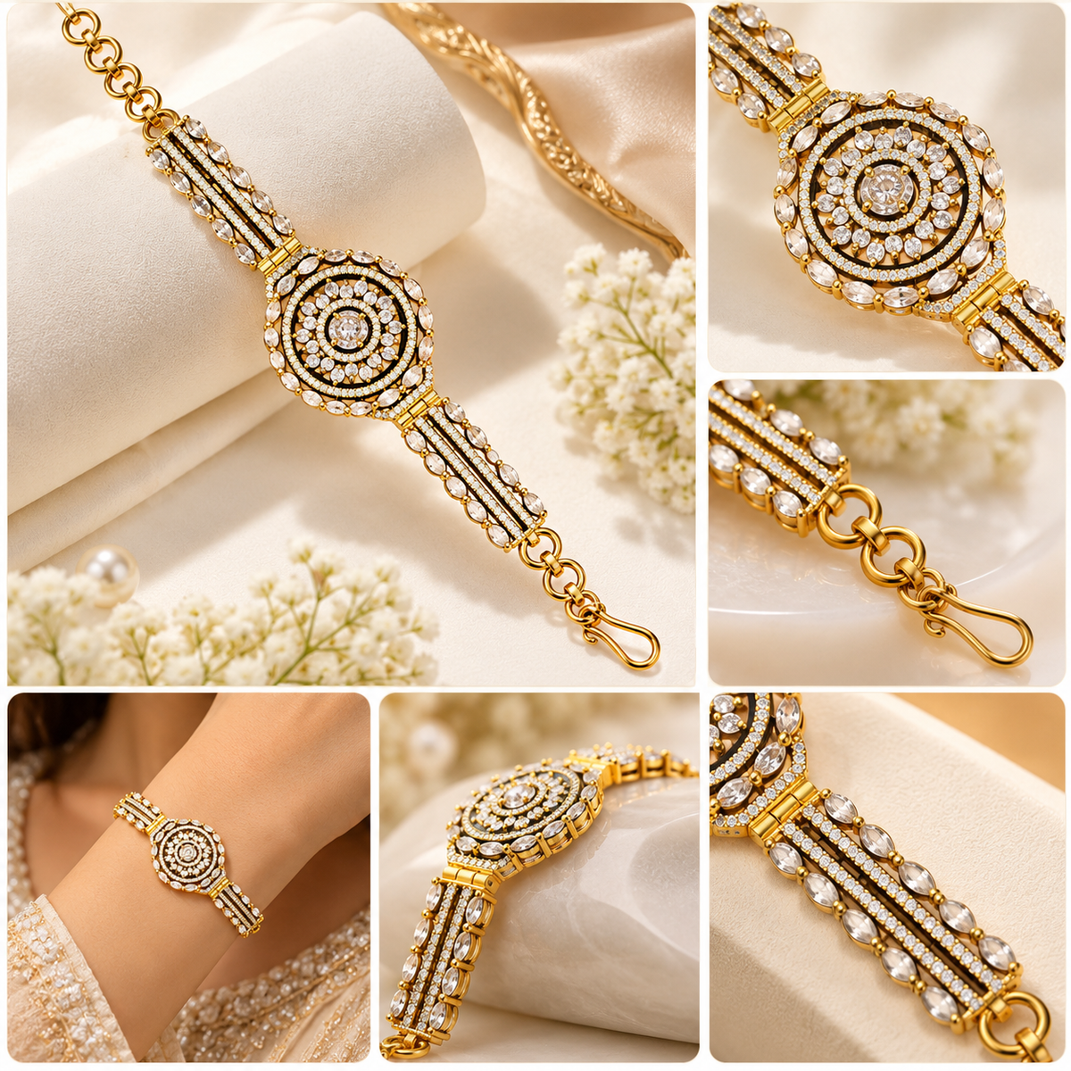 Elegant Crystal Medallion Bracelet for Women | سوار نسائي أنيق بقلادة دائرية مرصعة بالكريستال