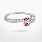 Silver Radiance Ruby-Stone Starburst Bracelet | سوار النجوم الفضي بأحجار الياقوت المتلألئة