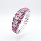 Modern Architectural Pink Starburst Silver Bracelet | سوار النجوم الفضي العصري بالأحجار الوردية