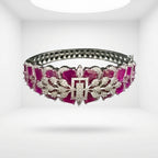 Modern Architectural Pink Starburst Silver Bracelet | سوار النجوم الفضي العصري بالأحجار الوردية