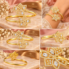 Elegant Crystal Floral Open Cuff Bracelet for Women | سوار نسائي مفتوح بتصميم زهري مرصع بالكريستال