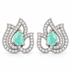 Elegant Lotus Design Crystal Stud Earrings | أقراط كريستالية بتصميم زهرة اللوتس الأنيق