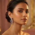 Royal Purple Amethyst Chandelier Drop Earrings – Luxury CZ Silver Danglers | أقراط بنفسجية فاخرة