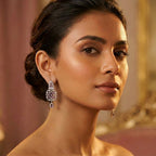 Royal Purple Amethyst Chandelier Drop Earrings – Luxury CZ Silver Danglers | أقراط بنفسجية فاخرة
