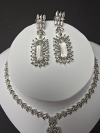 Elegant Cubic Zirconia Necklace & Earring Set – Timeless Party Collection