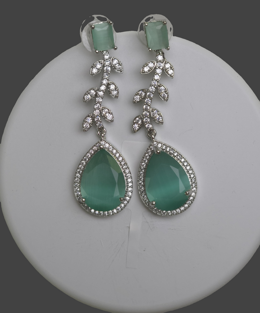 Radiant Green Cubic Zirconia Earrings – Party & Everyday Elegance