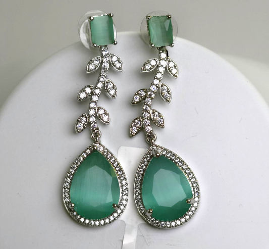 Radiant Green Cubic Zirconia Earrings – Party & Everyday Elegance