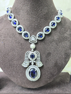 Exquisite Blue Cubic Zirconia Necklace Set – Luxury Party Collection
