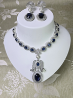 Exquisite Blue Cubic Zirconia Necklace Set – Luxury Party Collection