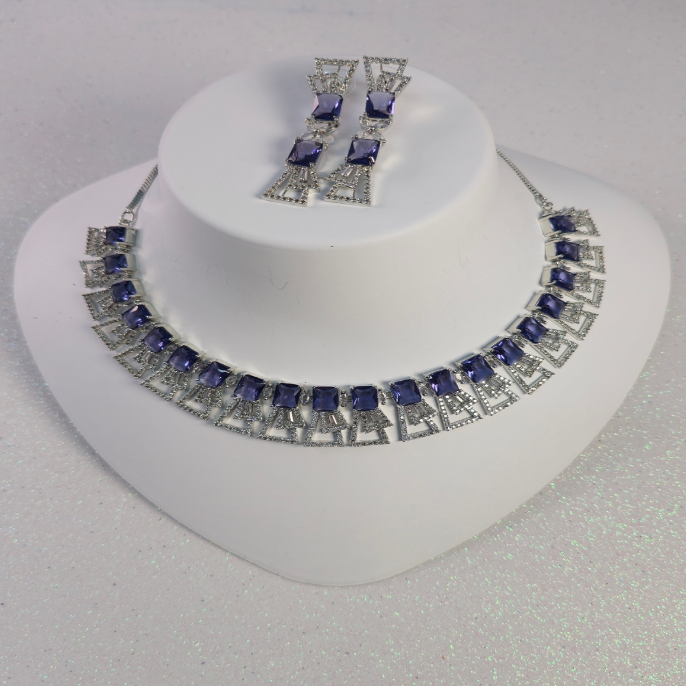 Exquisite Purple Cubic Zirconia Necklace – Modern Party Collection
