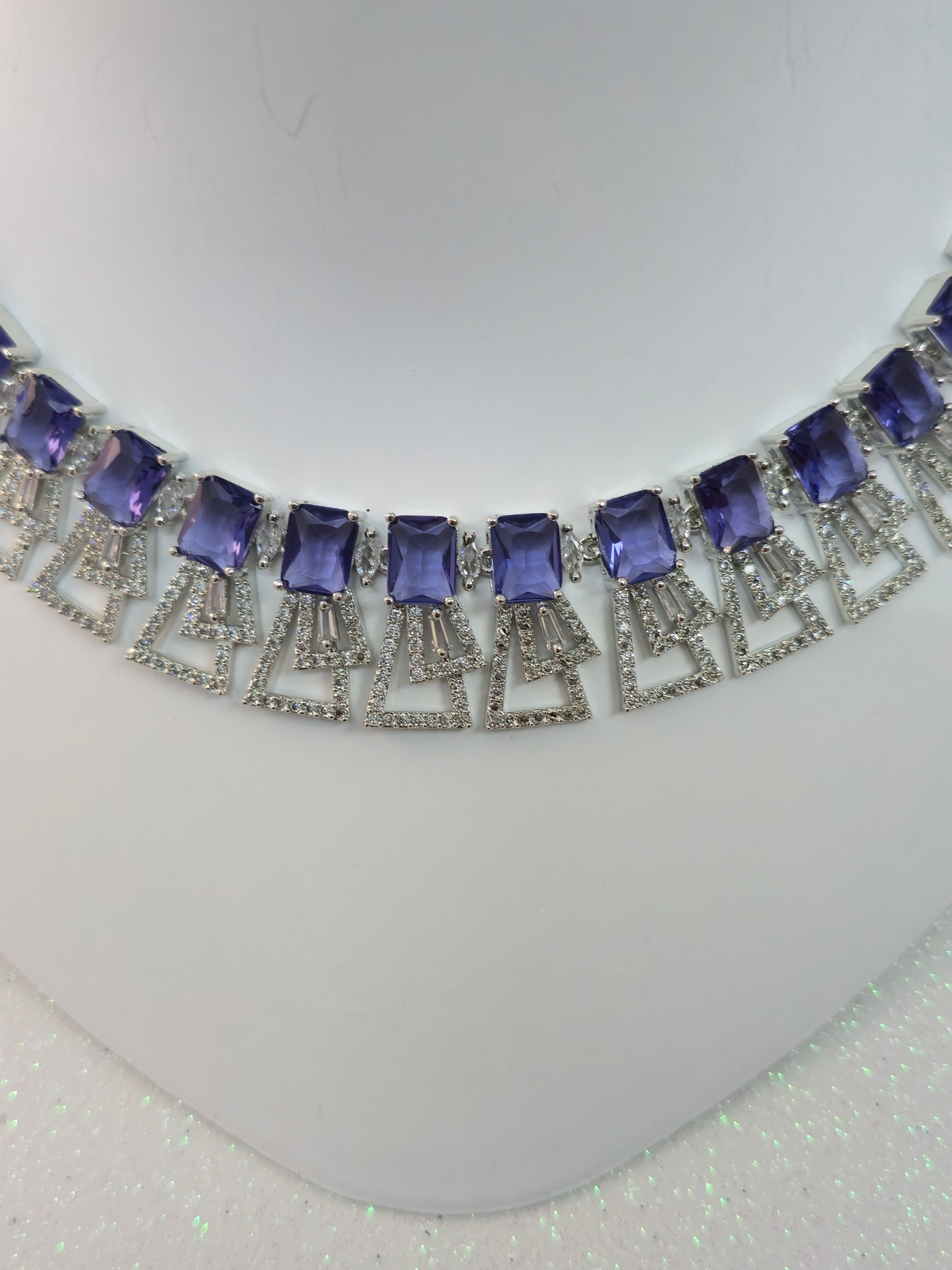Exquisite Purple Cubic Zirconia Necklace – Modern Party Collection