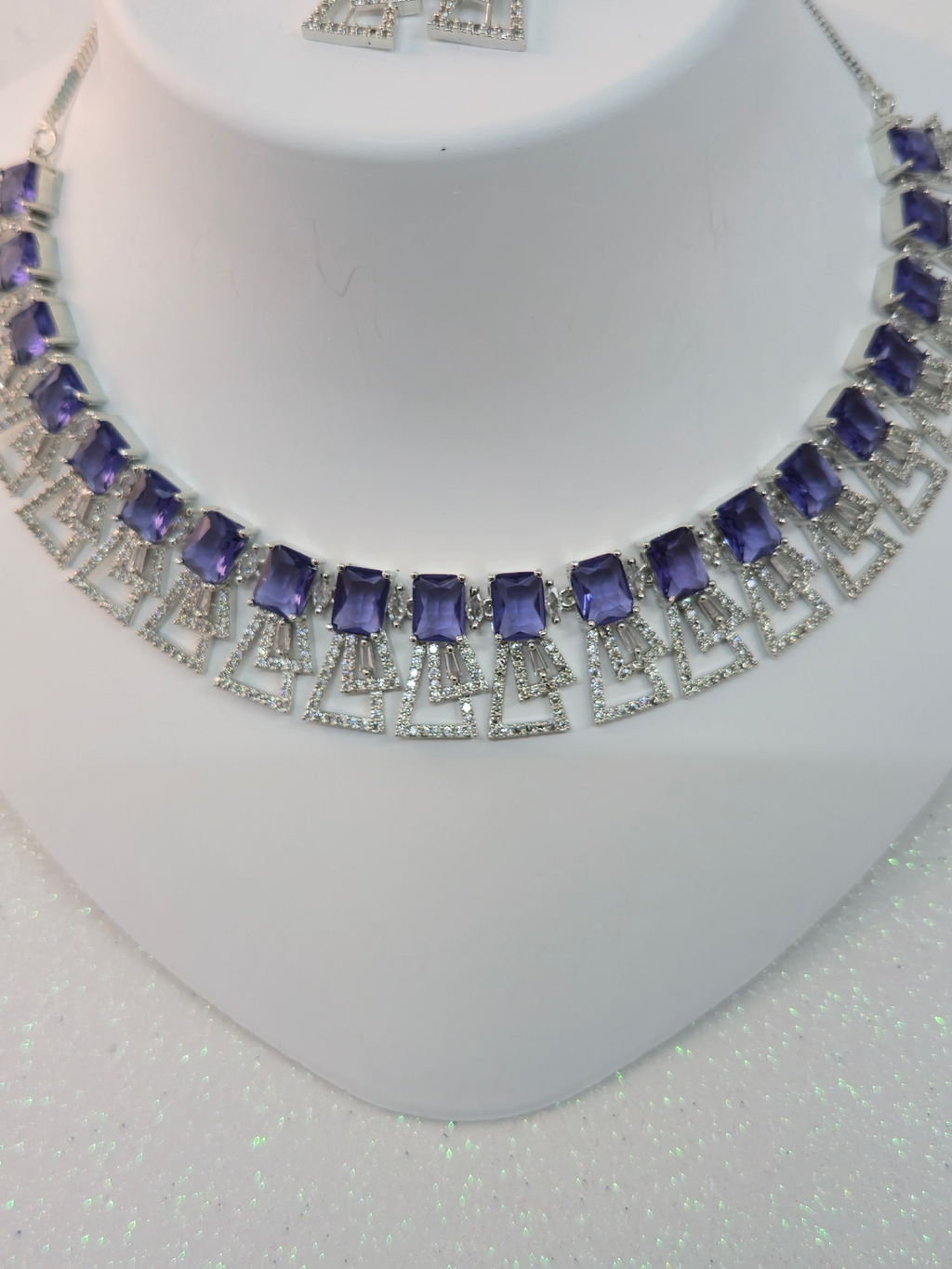 Exquisite Purple Cubic Zirconia Necklace – Modern Party Collection