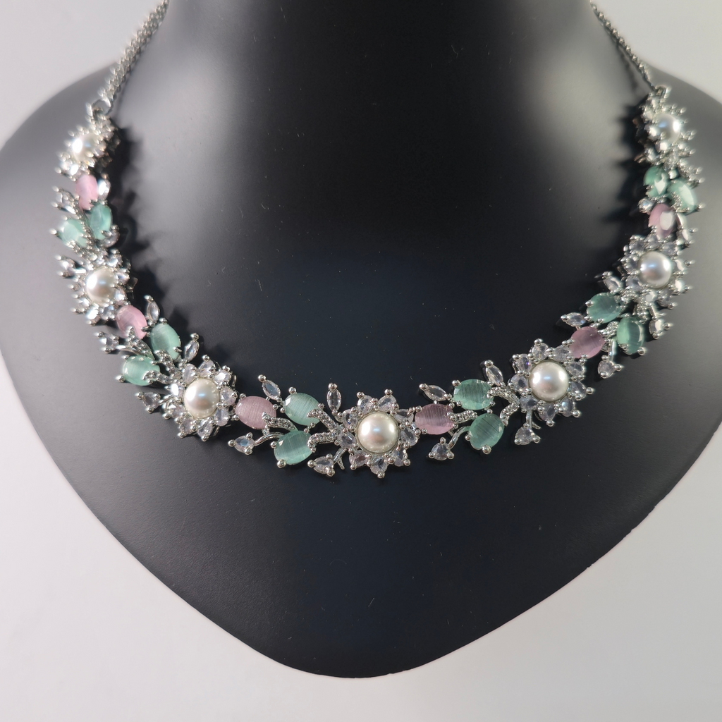 Elegant Multicolor Cubic Zirconia Half-Set – Wedding & Party Collection