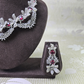 Exquisite Red Cubic Zirconia Petal Necklace – Elegant Wedding & Party Jewelry