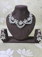 Exquisite Red Cubic Zirconia Petal Necklace – Elegant Wedding & Party Jewelry