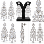 Silver-Tone Crystal Chandelier Drop Earrings | أقراط ثريا متدلية بالكريستال بلون فضي