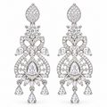 Silver-Tone Crystal Chandelier Drop Earrings | أقراط ثريا متدلية بالكريستال بلون فضي