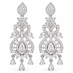 Silver-Tone Crystal Chandelier Drop Earrings | أقراط ثريا متدلية بالكريستال بلون فضي