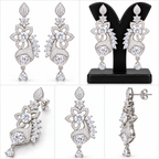 Silver-Tone Floral Crystal Drop Earrings | أقراط متدلية بتصميم زهري وكريستالي بلون فضي