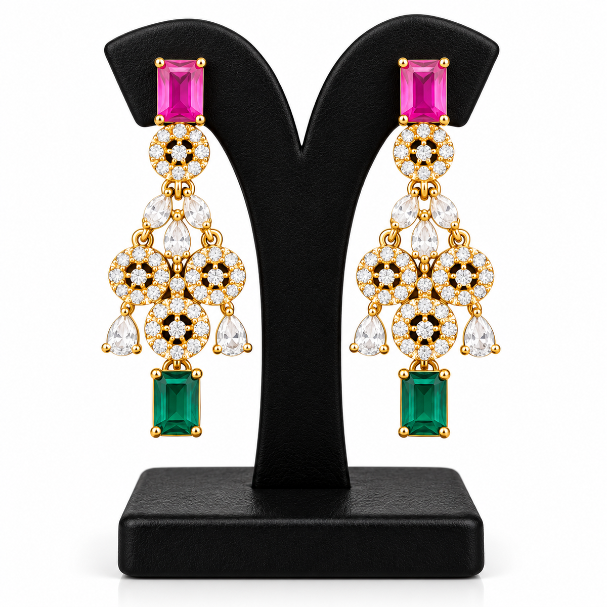 Multicolour Crystal Necklace & Earring Set | طقم عقد وأقراط كريستالي متعدد الألوان